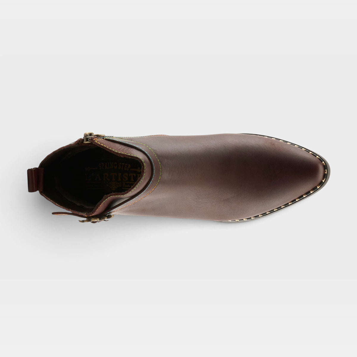 L'Artiste Acree boots in Brown, top view