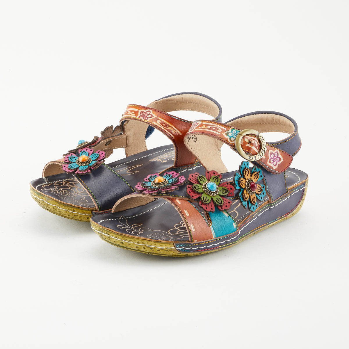 L'Artiste L'ARTISTE AJVA SANDALS sandal in red multi with handcrafted leather design