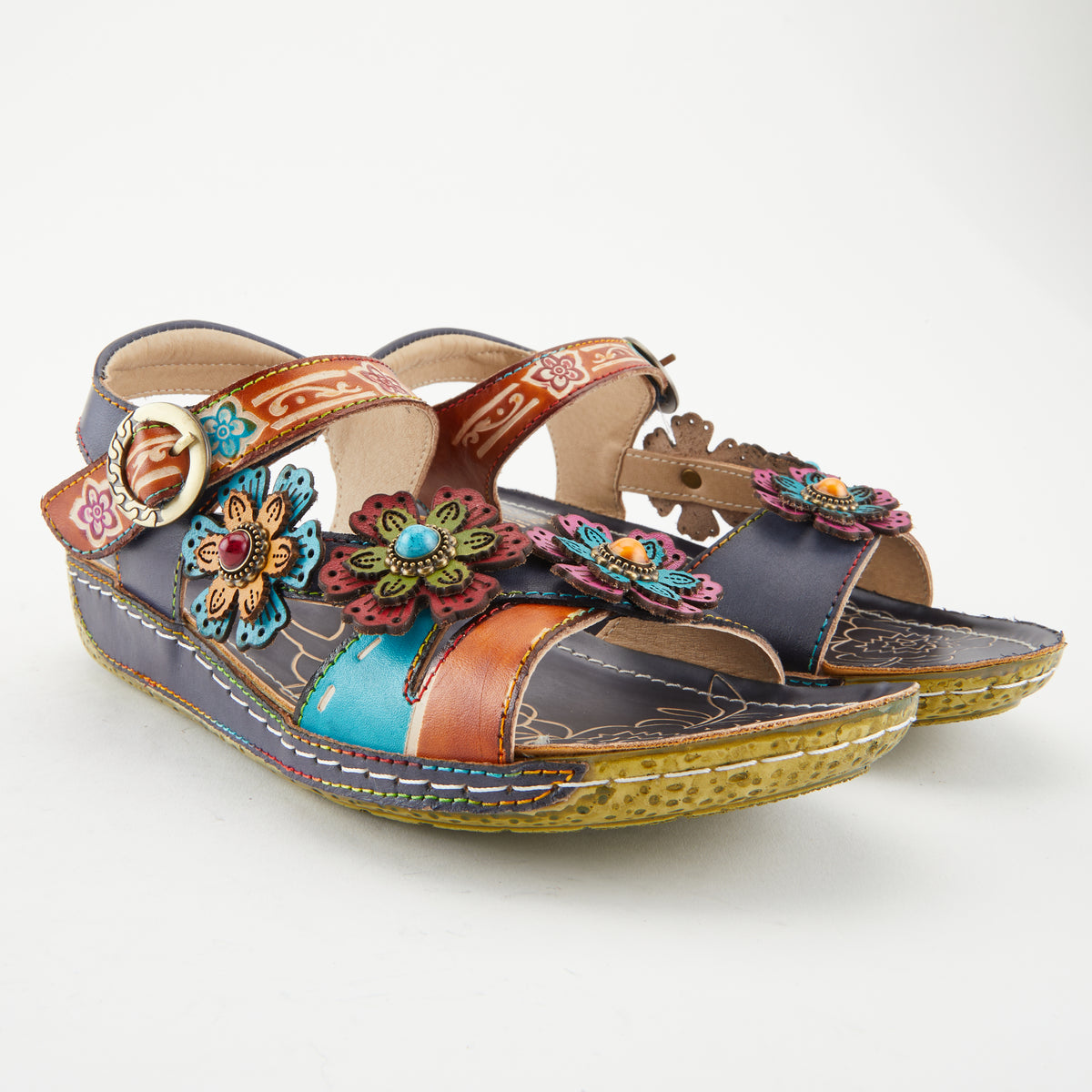 L'Artiste L'ARTISTE AJVA SANDALS sandal in red multi with handcrafted leather design
