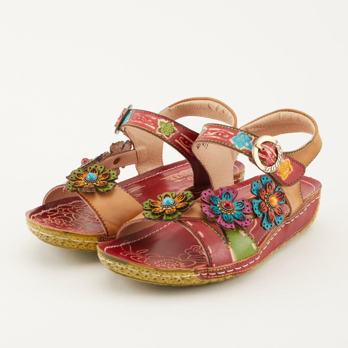 L'Artiste L'ARTISTE AJVA SANDALS sandal in turquoise multi with handcrafted leather design