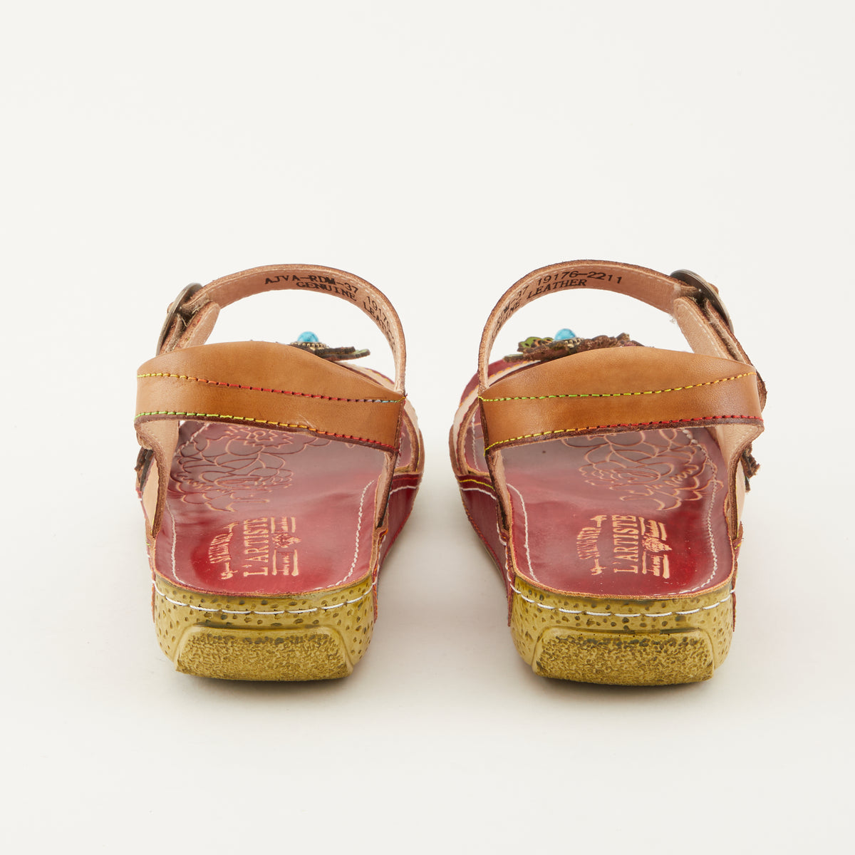 L'Artiste L'ARTISTE AJVA SANDALS sandal in red multi with handcrafted leather design