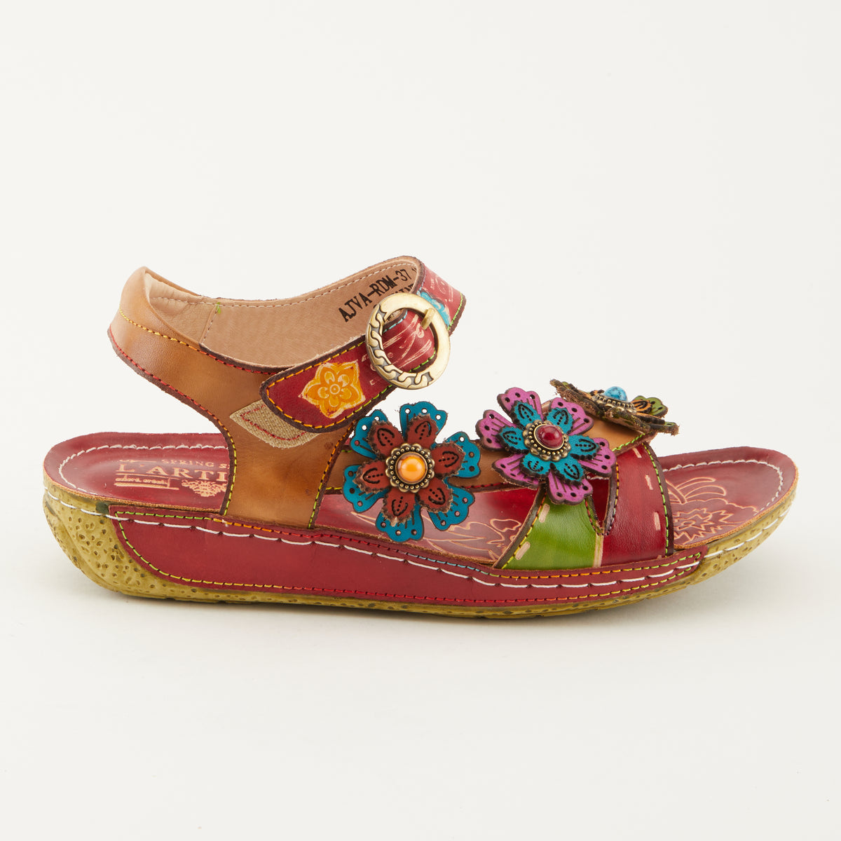 L'Artiste L'ARTISTE AJVA SANDALS sandal in turquoise multi with handcrafted leather design
