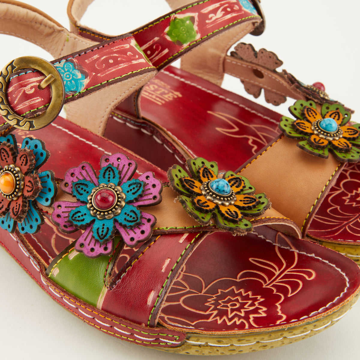 L'Artiste L'ARTISTE AJVA SANDALS sandal in turquoise multi with handcrafted leather design