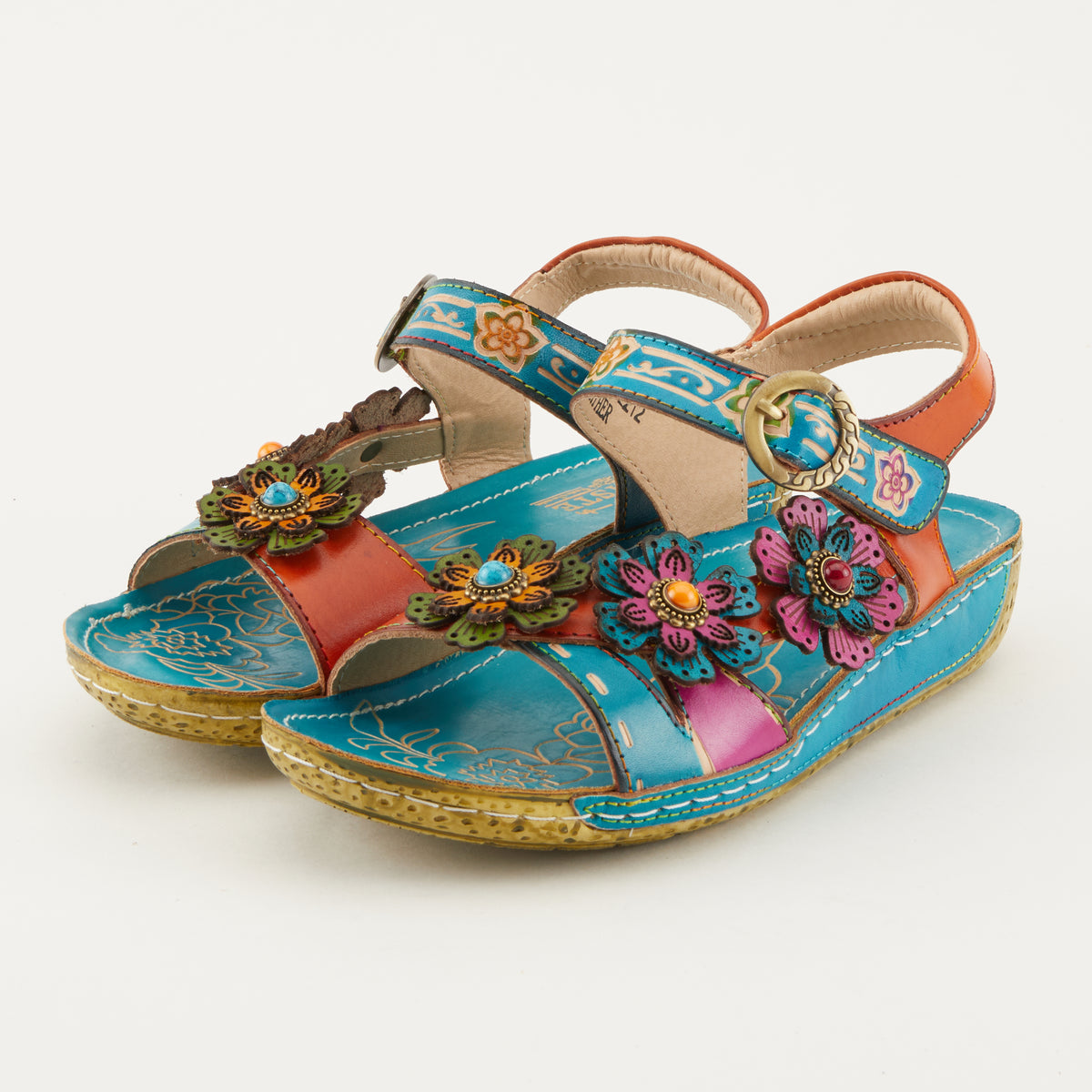 L'Artiste L'ARTISTE AJVA SANDALS sandal in turquoise multi with handcrafted leather design