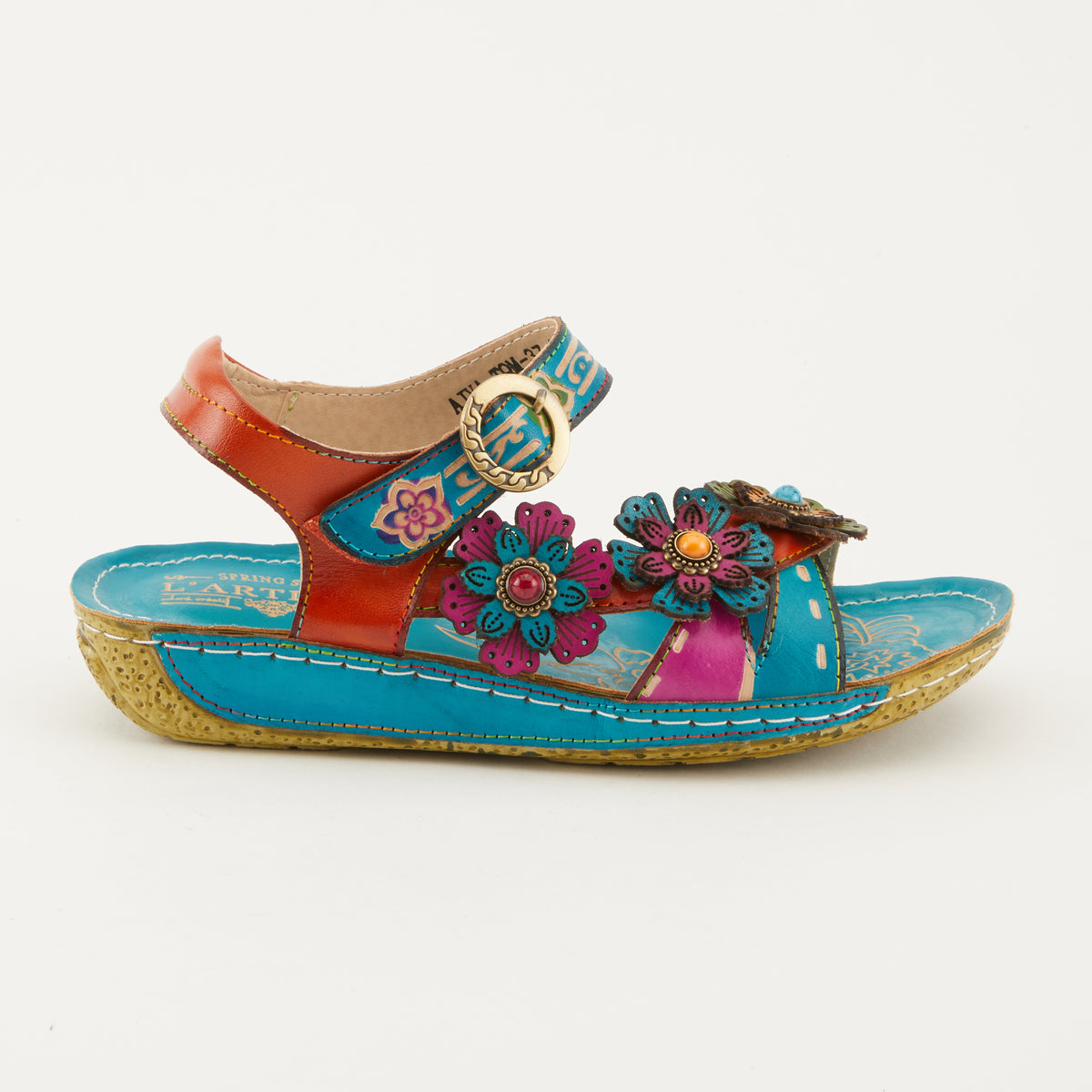 L'Artiste L'ARTISTE AJVA SANDALS sandal in turquoise multi with handcrafted leather design