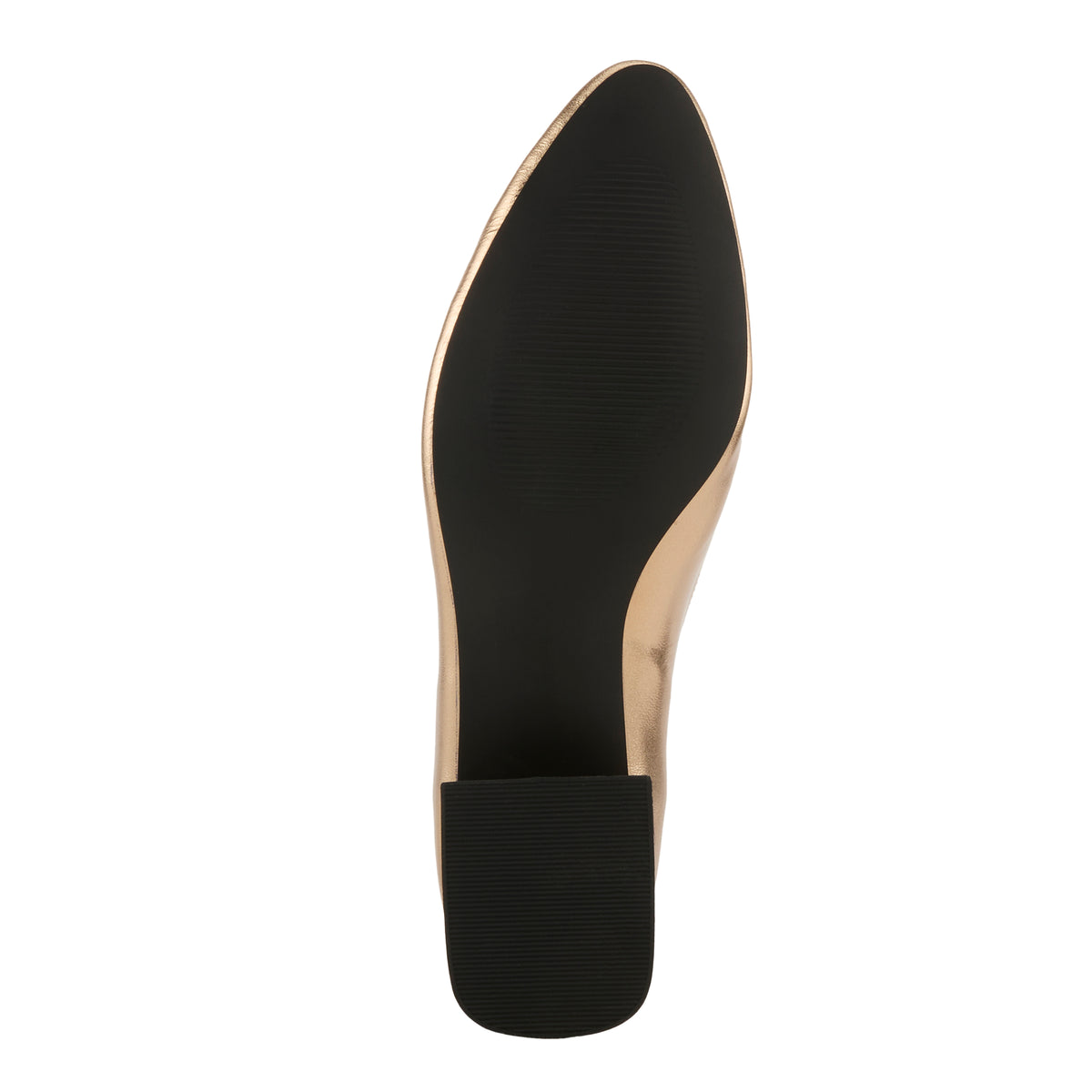 Azura Aluminate women's shoe in gold with leather upper and buckle detail
