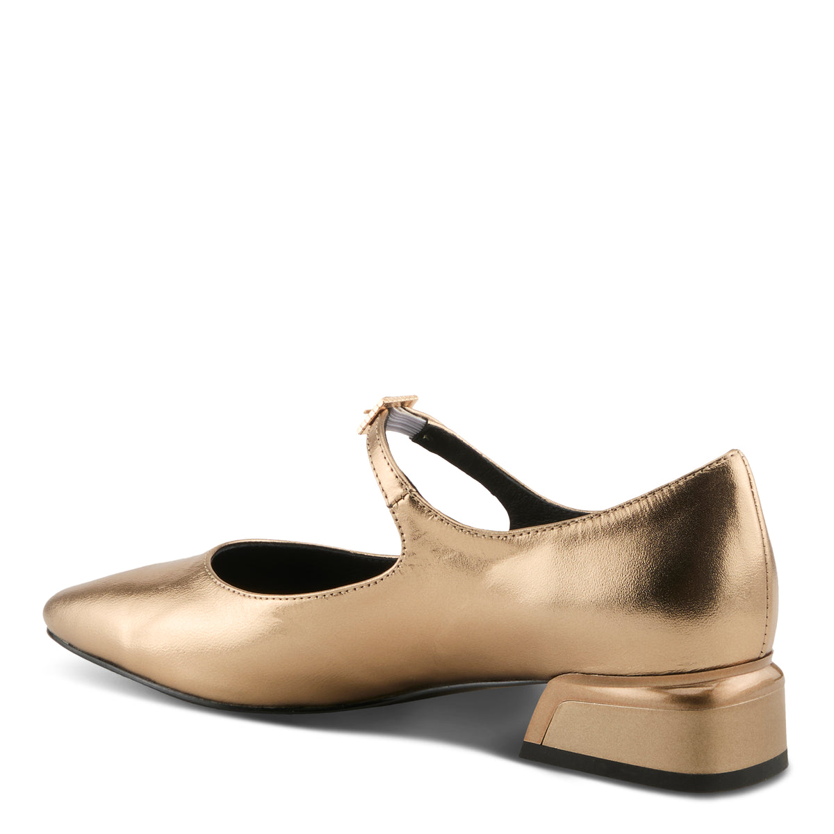 Azura Aluminate women's shoe in gold with leather upper and buckle detail