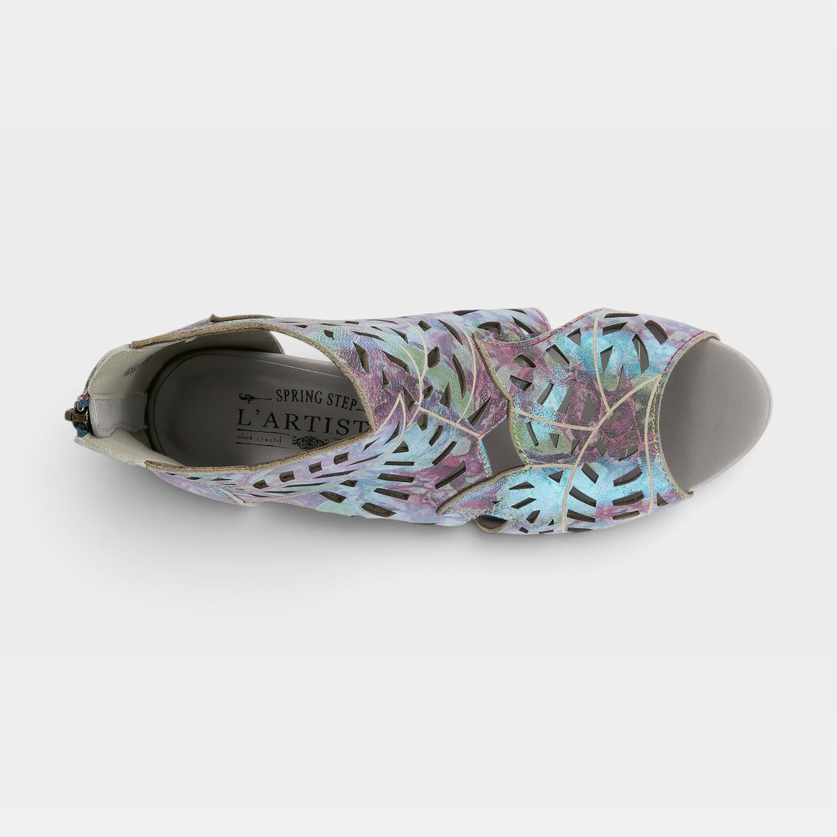 L'Artiste Amora sandals in Blue Multi, top view