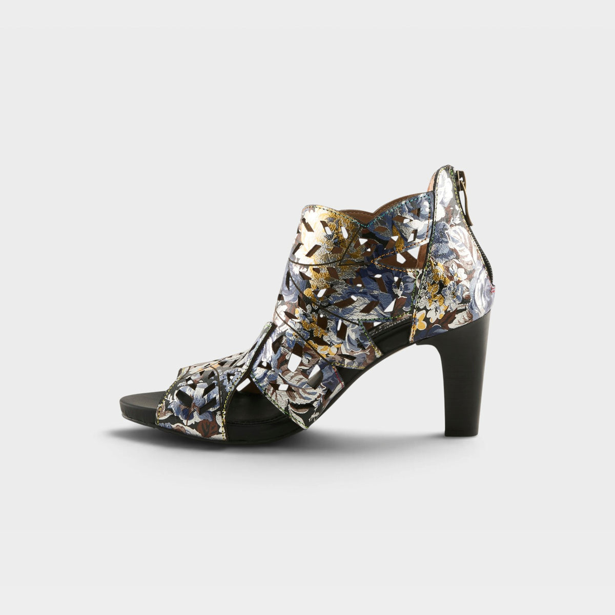L'Artiste Amora sandals in Black Multi, side view
