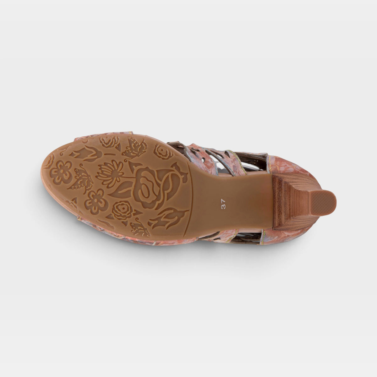 L'Artiste Amora sandals in Bronze Multi, outsole view