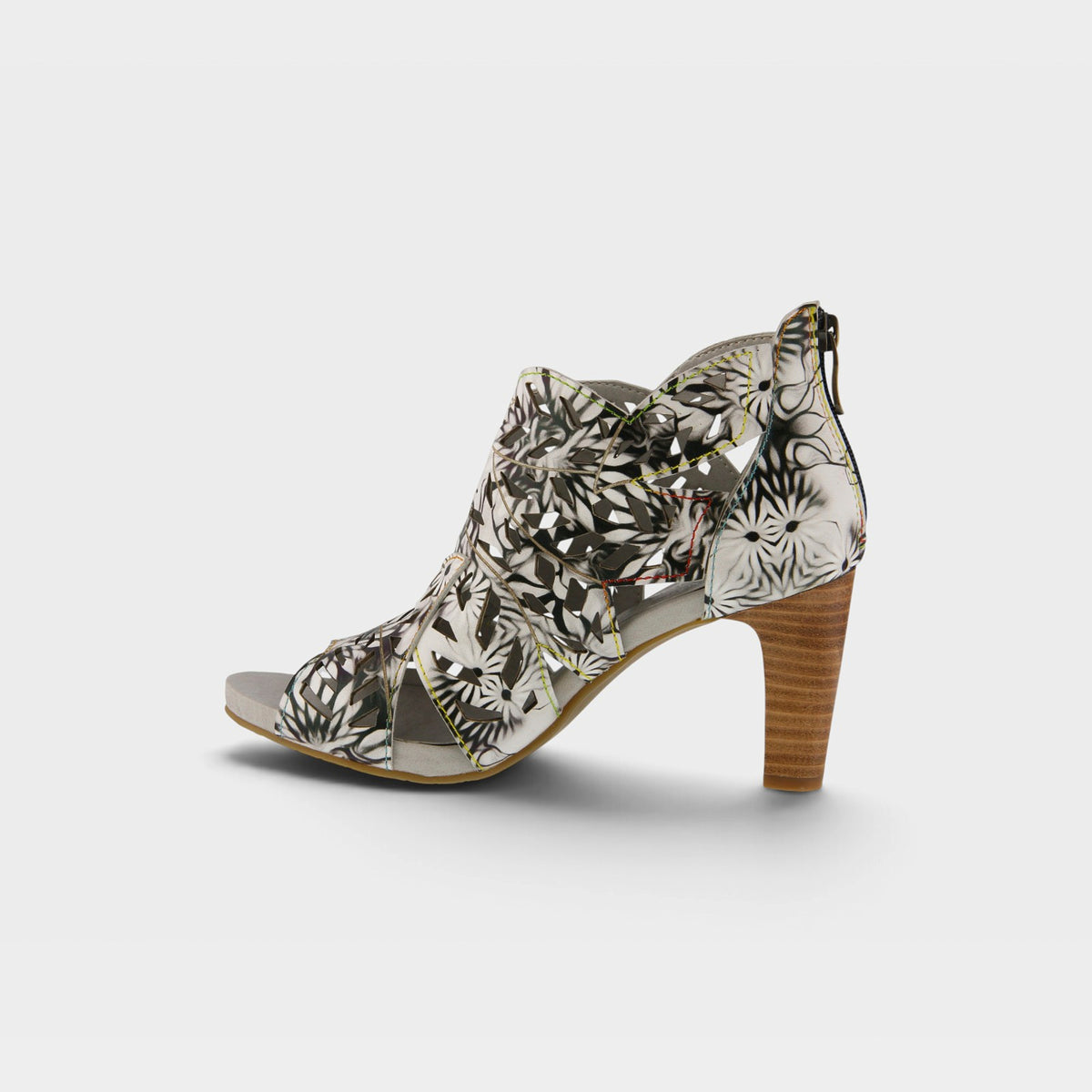 L'Artiste Amora sandals in White Multi, side view