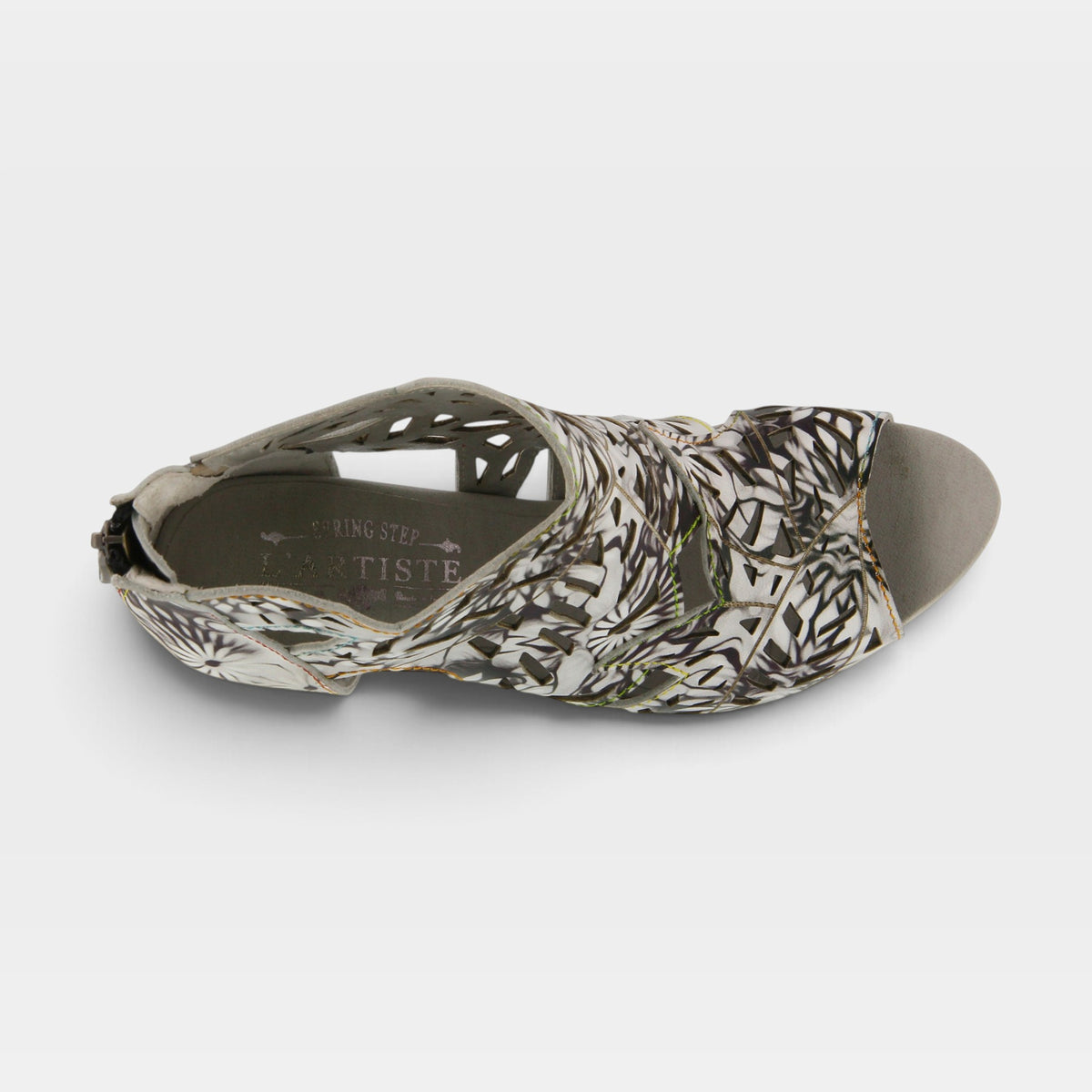 L'Artiste Amora sandals in White Multi, top view