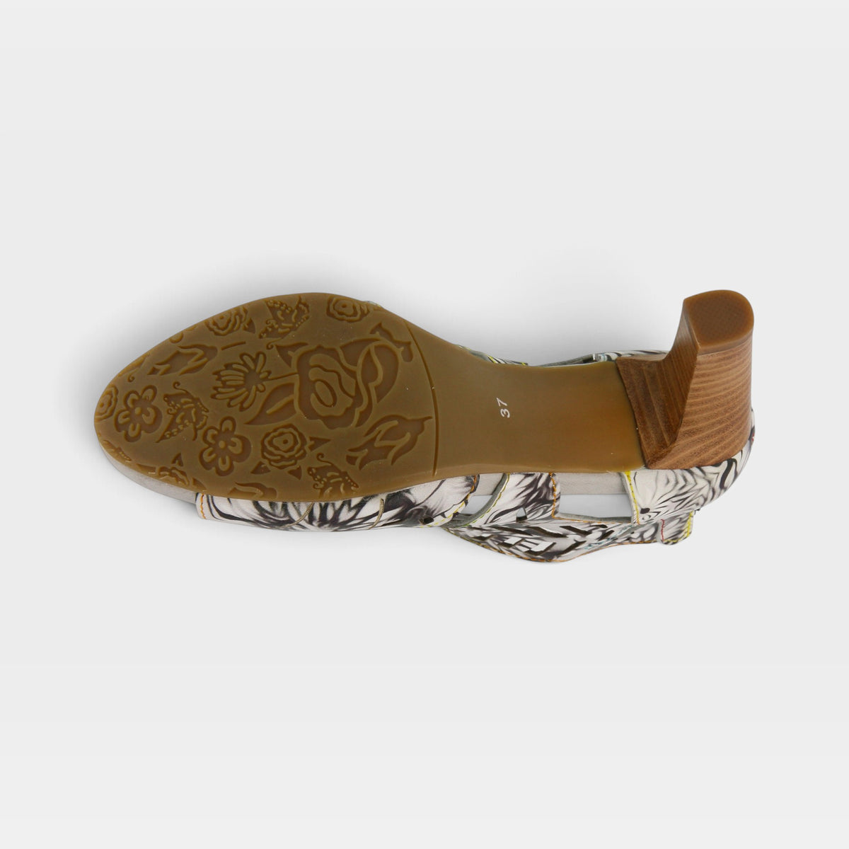 L'Artiste Amora sandals in White Multi, outsole view