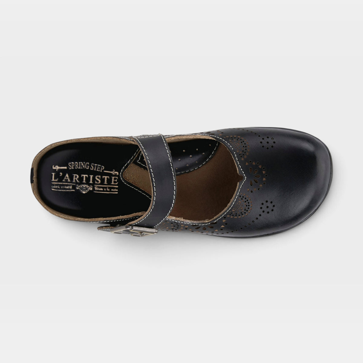 L'Artiste Aneria clogs in Black, top view