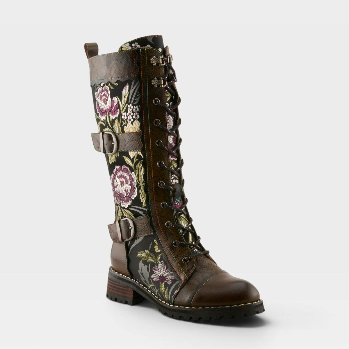L'Artiste ANOTHERFAVE BOOTS in OLIVE Multi, front view