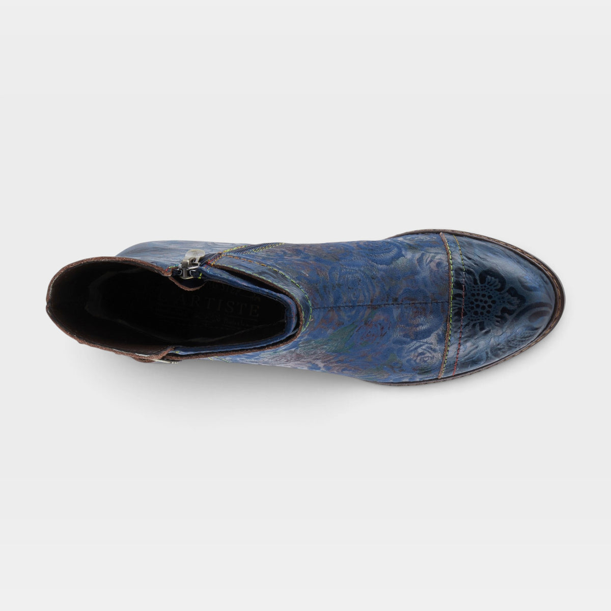 L'Artiste Antilles boots in Blue, top view