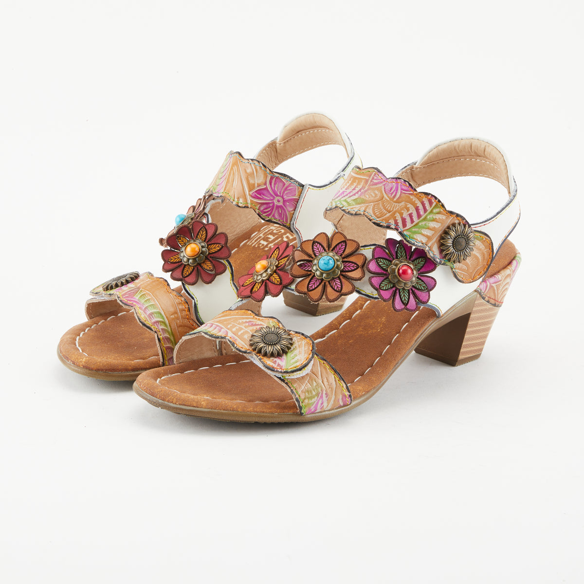 L'Artiste L'ARTISTE AROMAS SLINGBACK SANDALS sandal in white multi with handcrafted leather design