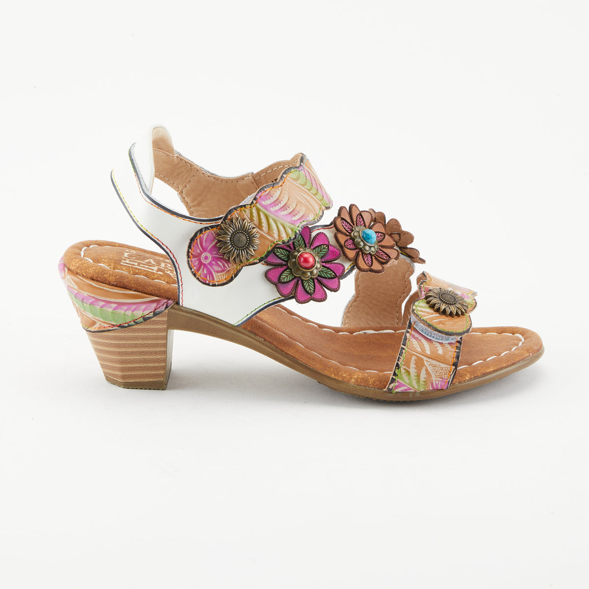 L'Artiste L'ARTISTE AROMAS SLINGBACK SANDALS sandal in white multi with handcrafted leather design