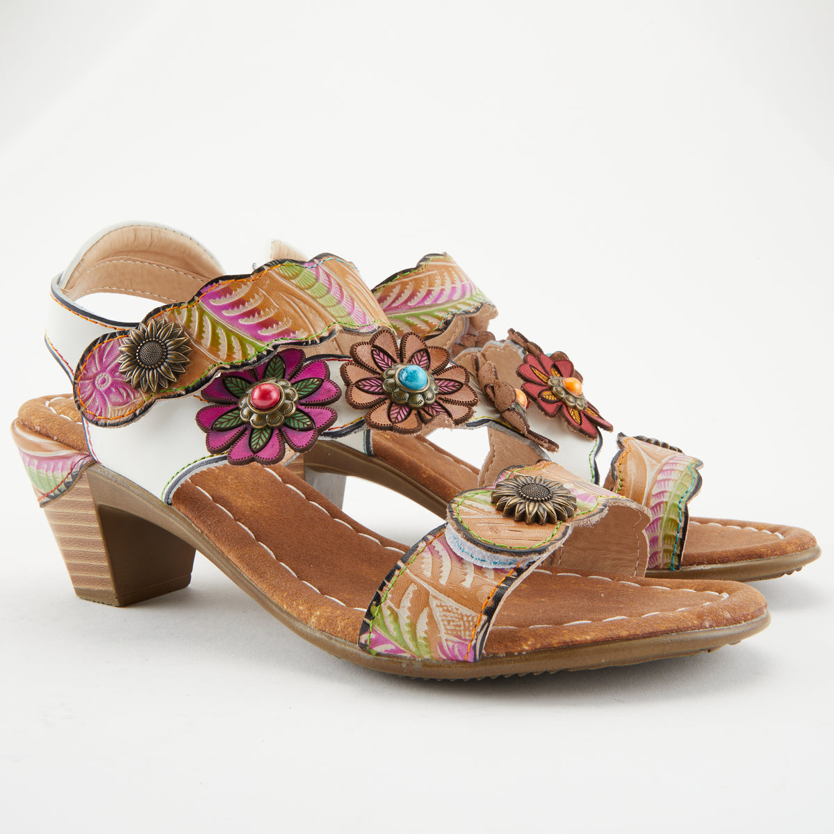 L'Artiste L'ARTISTE AROMAS SLINGBACK SANDALS sandal in white multi with handcrafted leather design