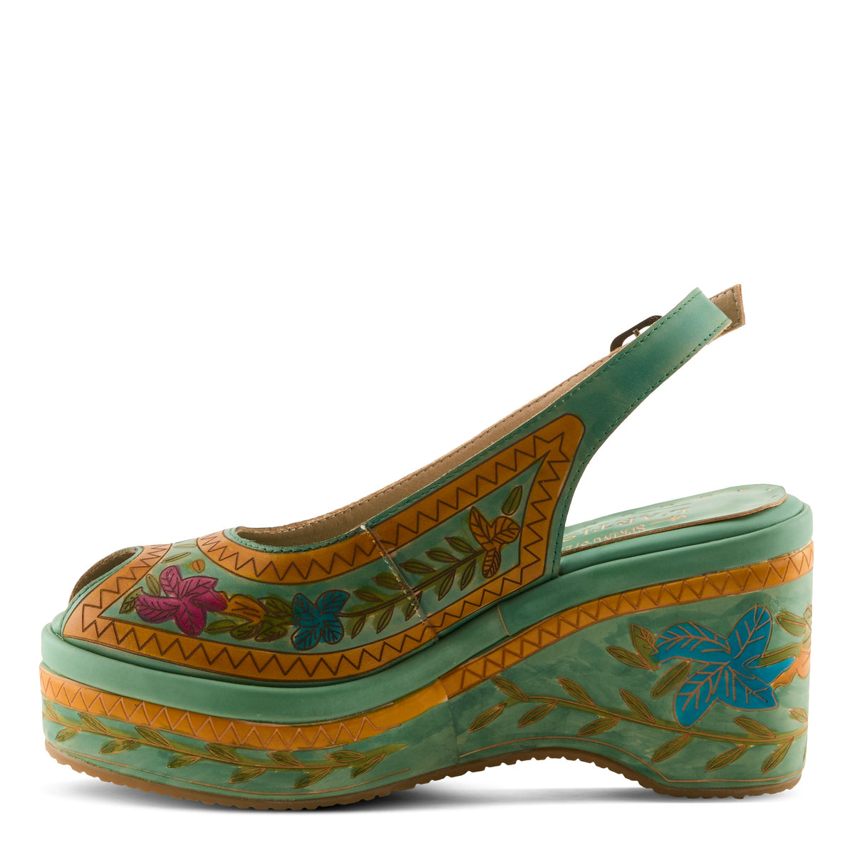 L'Artiste L'ARTISTE ARTDEVIVRE SANDAL sandal in mint green multi with handcrafted leather design