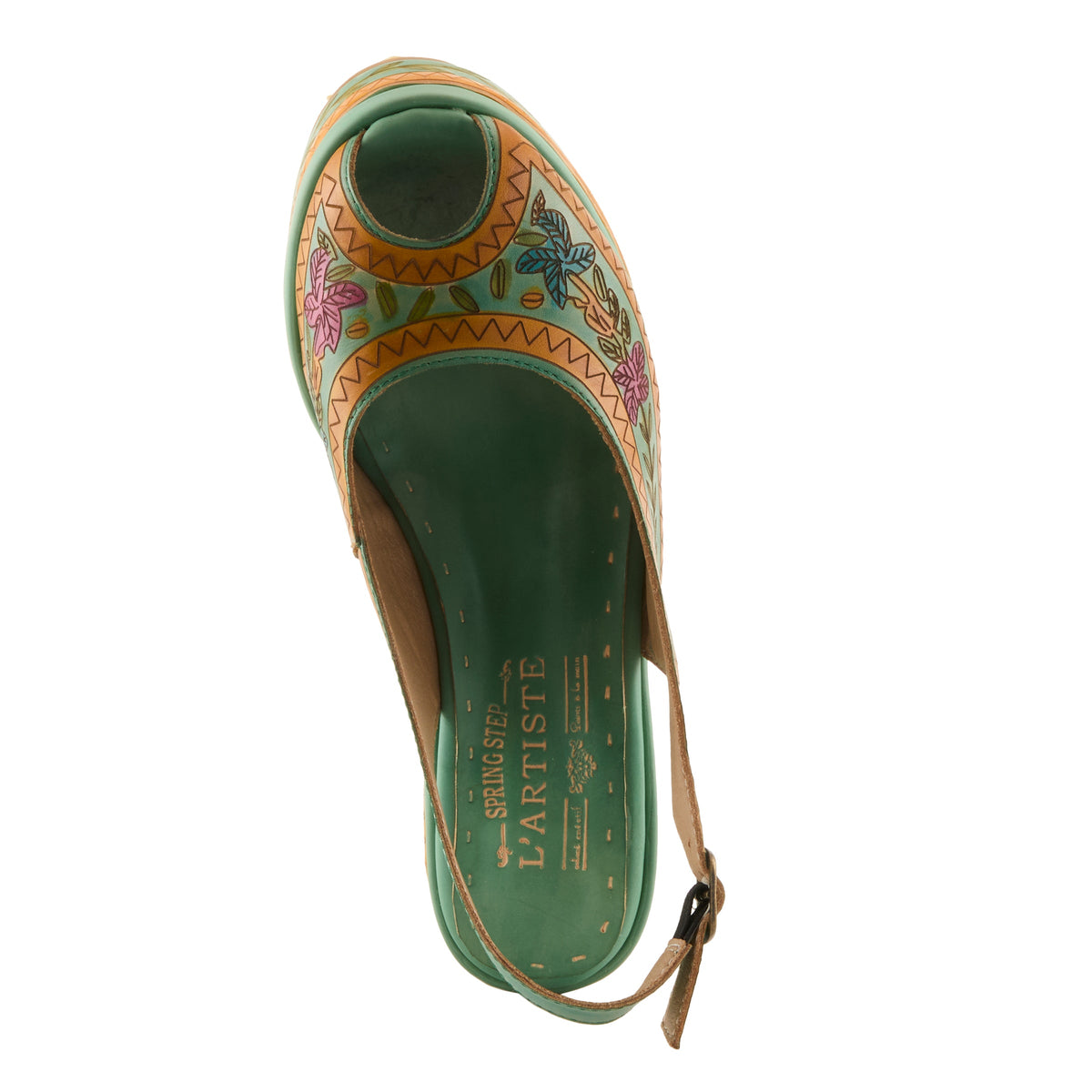 L'Artiste L'ARTISTE ARTDEVIVRE SANDAL sandal in mint green multi with handcrafted leather design