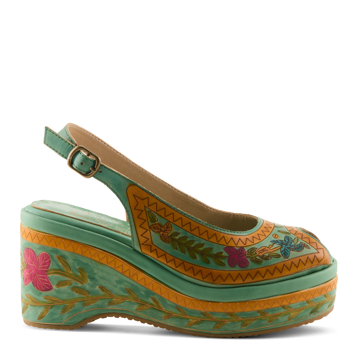 L'Artiste L'ARTISTE ARTDEVIVRE SANDAL sandal in mint green multi with handcrafted leather design