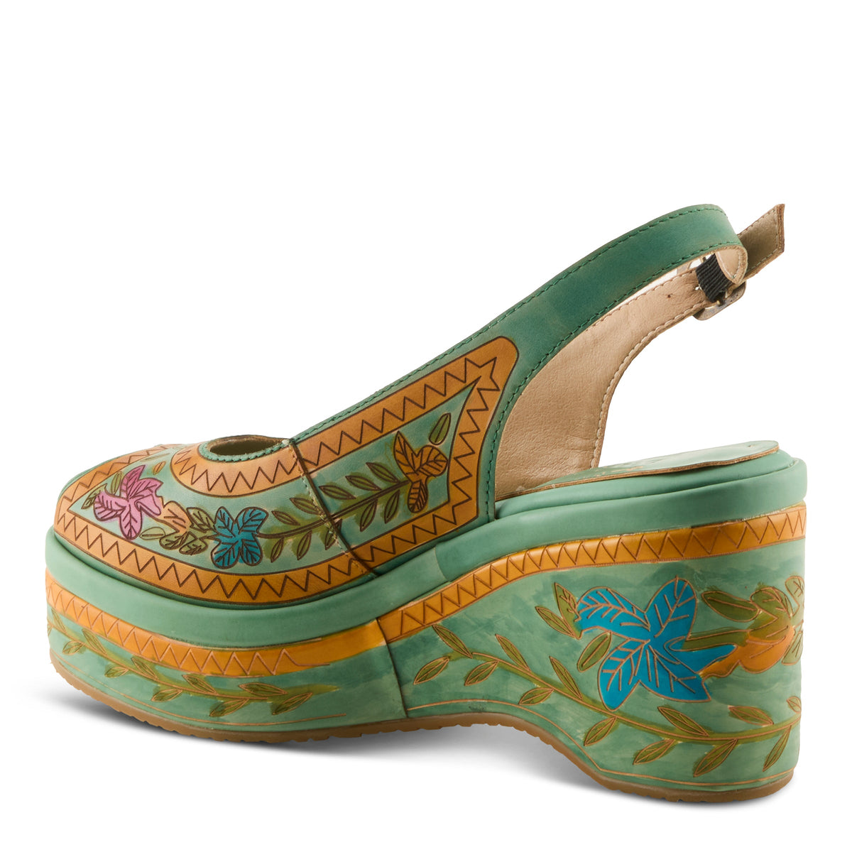 L'Artiste L'ARTISTE ARTDEVIVRE SANDAL sandal in mint green multi with handcrafted leather design