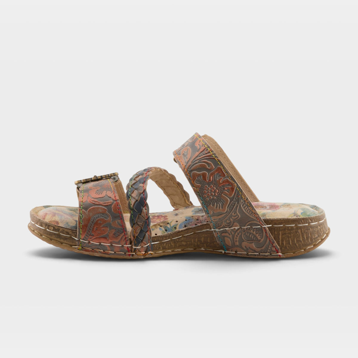 L'Artiste Astra slide sandal in Grey Multi, side view