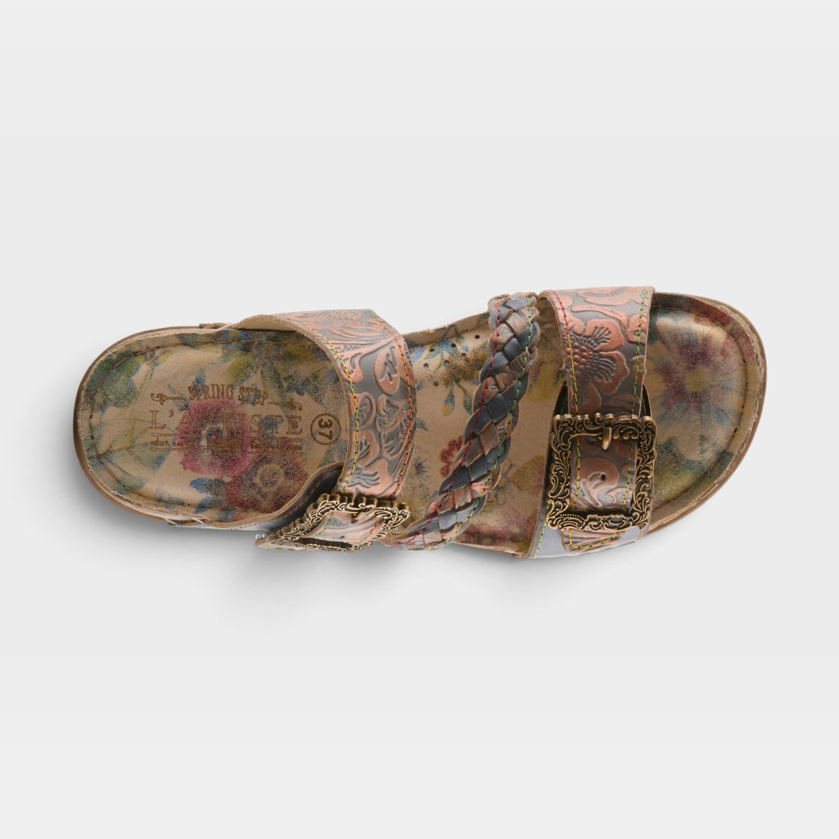 L'Artiste Astra slide sandal in Grey Multi, top view
