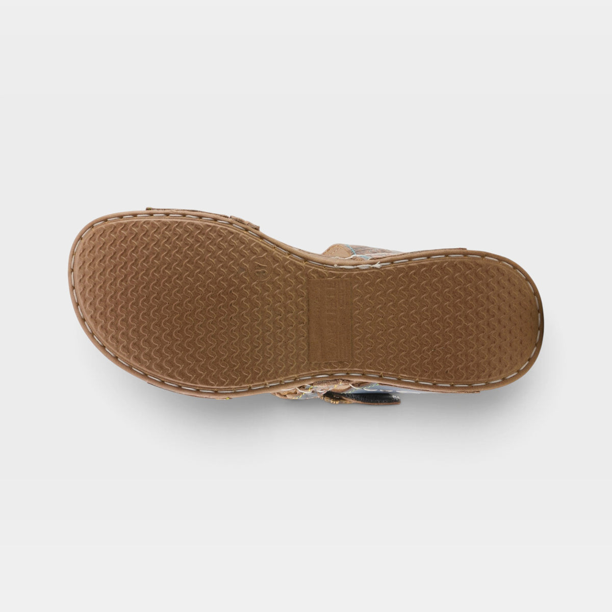 L'Artiste Astra slide sandal in Grey Multi, outsole view