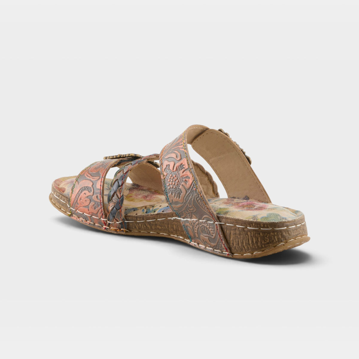 L'Artiste Astra slide sandal in Grey Multi, alternate angle view