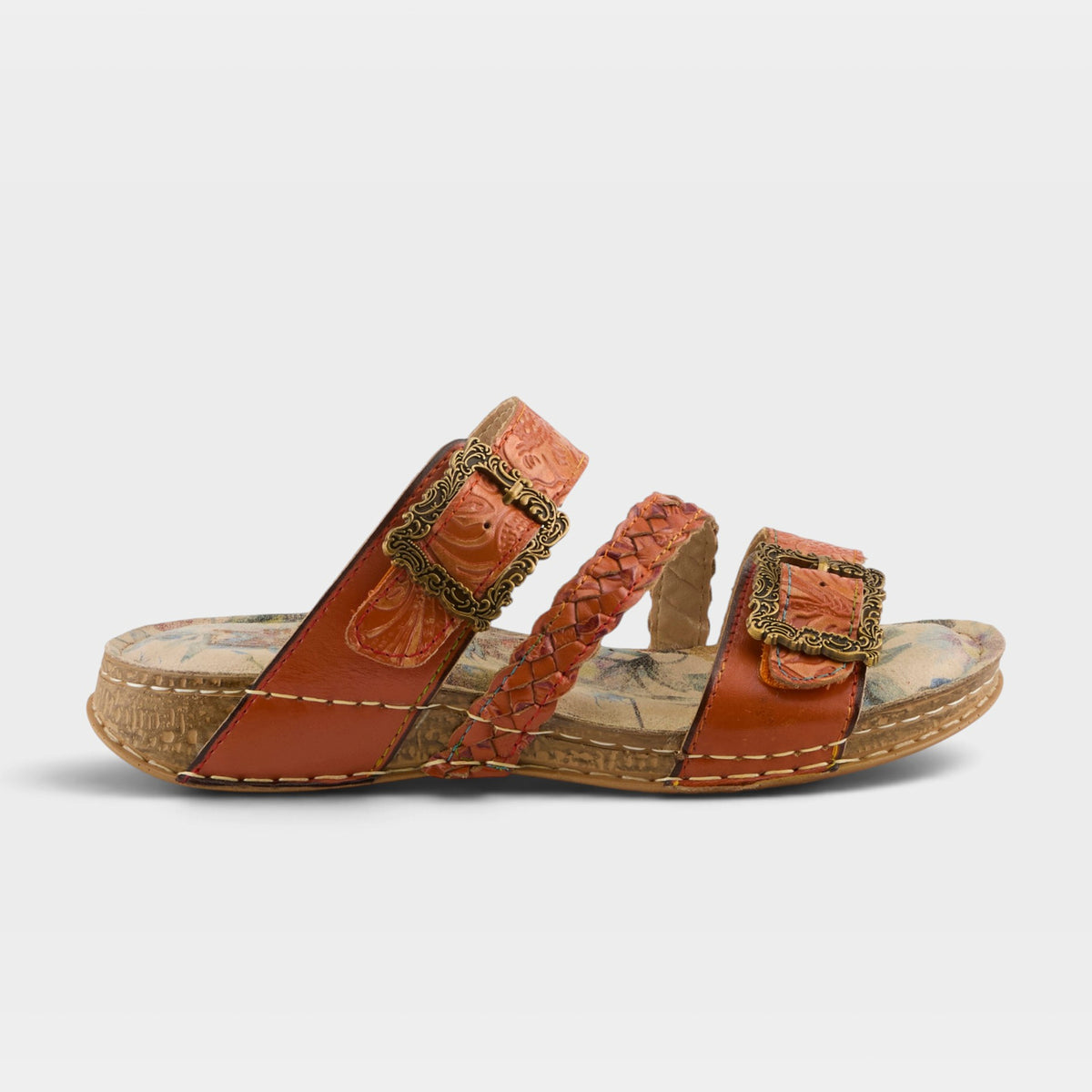 L'Artiste Astra slide sandal in Orange Multi, hero view