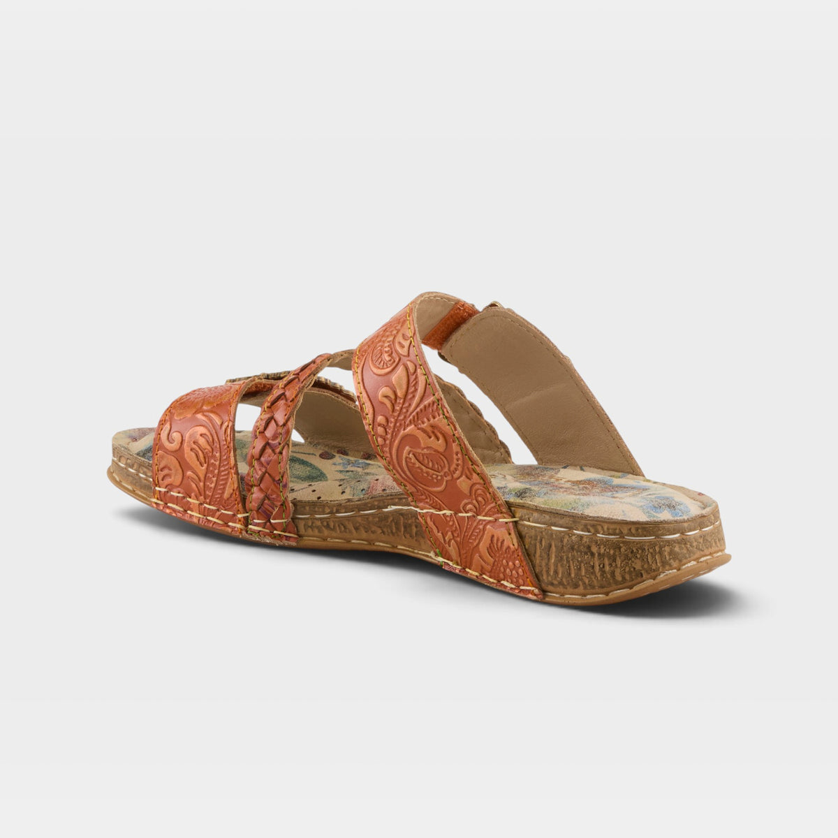 L'Artiste Astra slide sandal in Orange Multi, alternate angle view