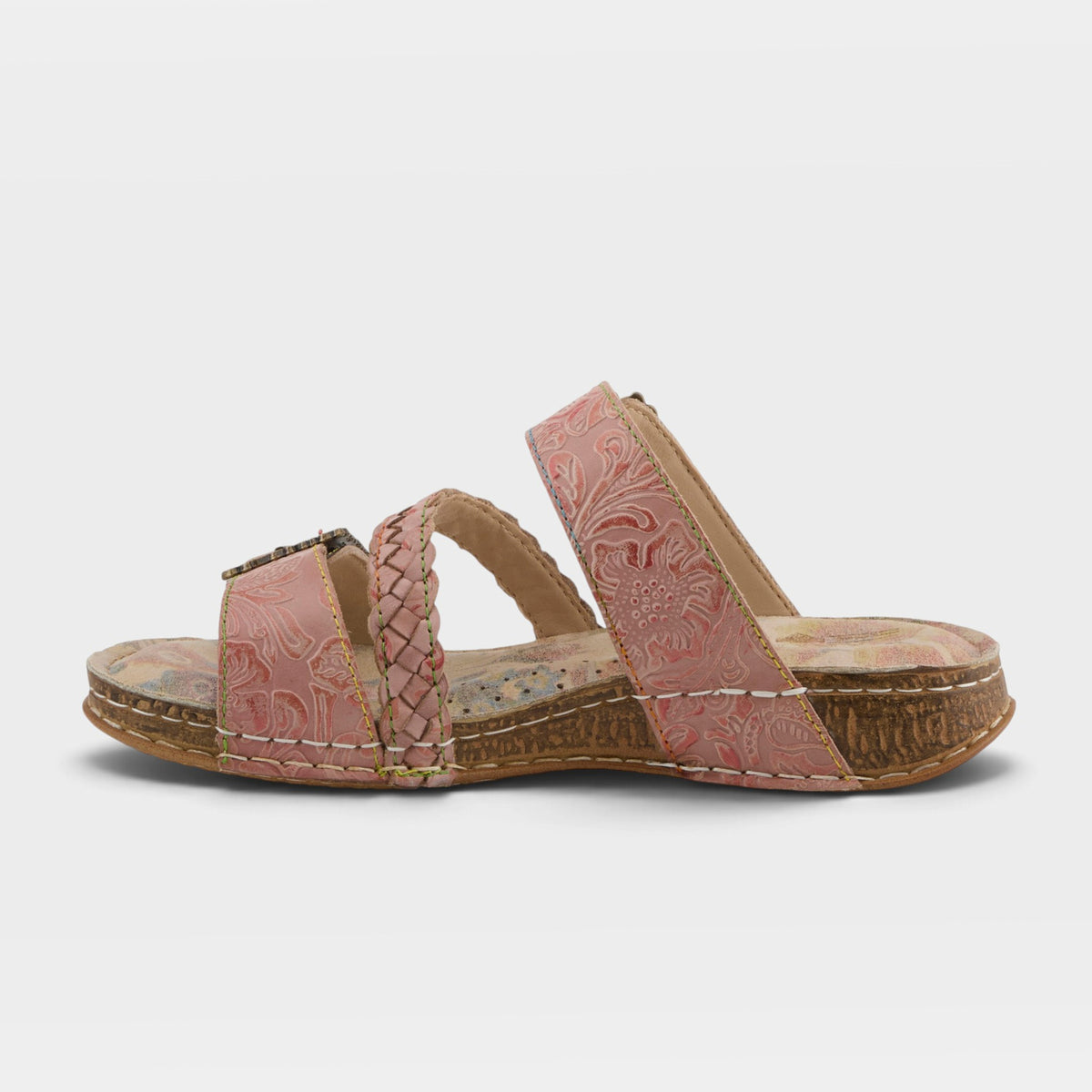 L'Artiste Astra slide sandal in Pink Multi, side view