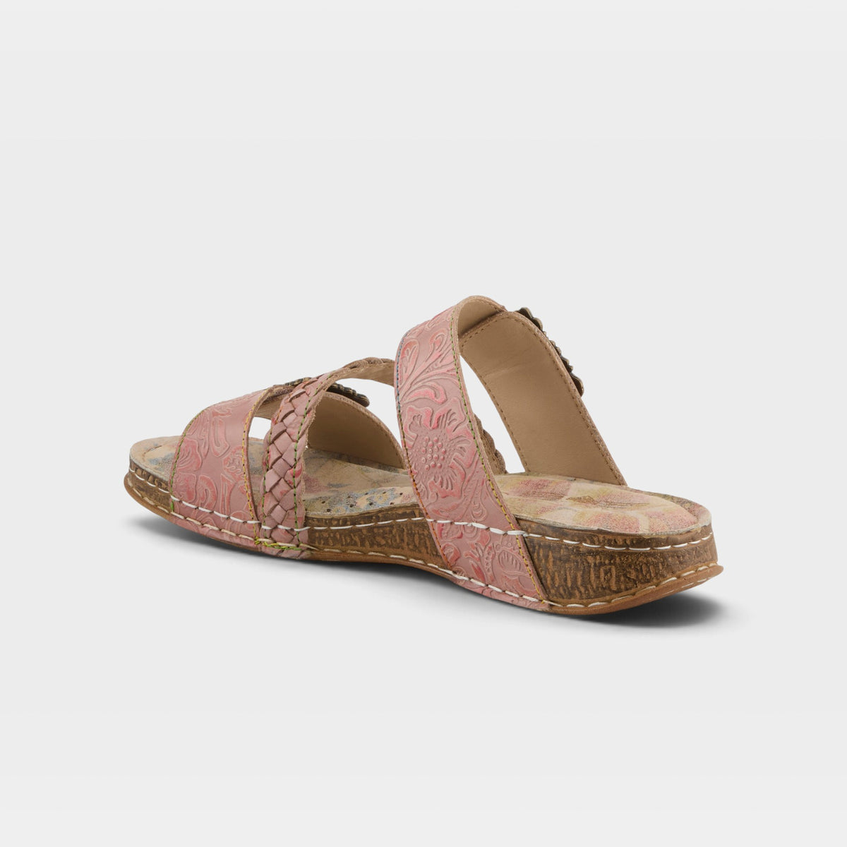 L'Artiste Astra slide sandal in Pink Multi, alternate angle view