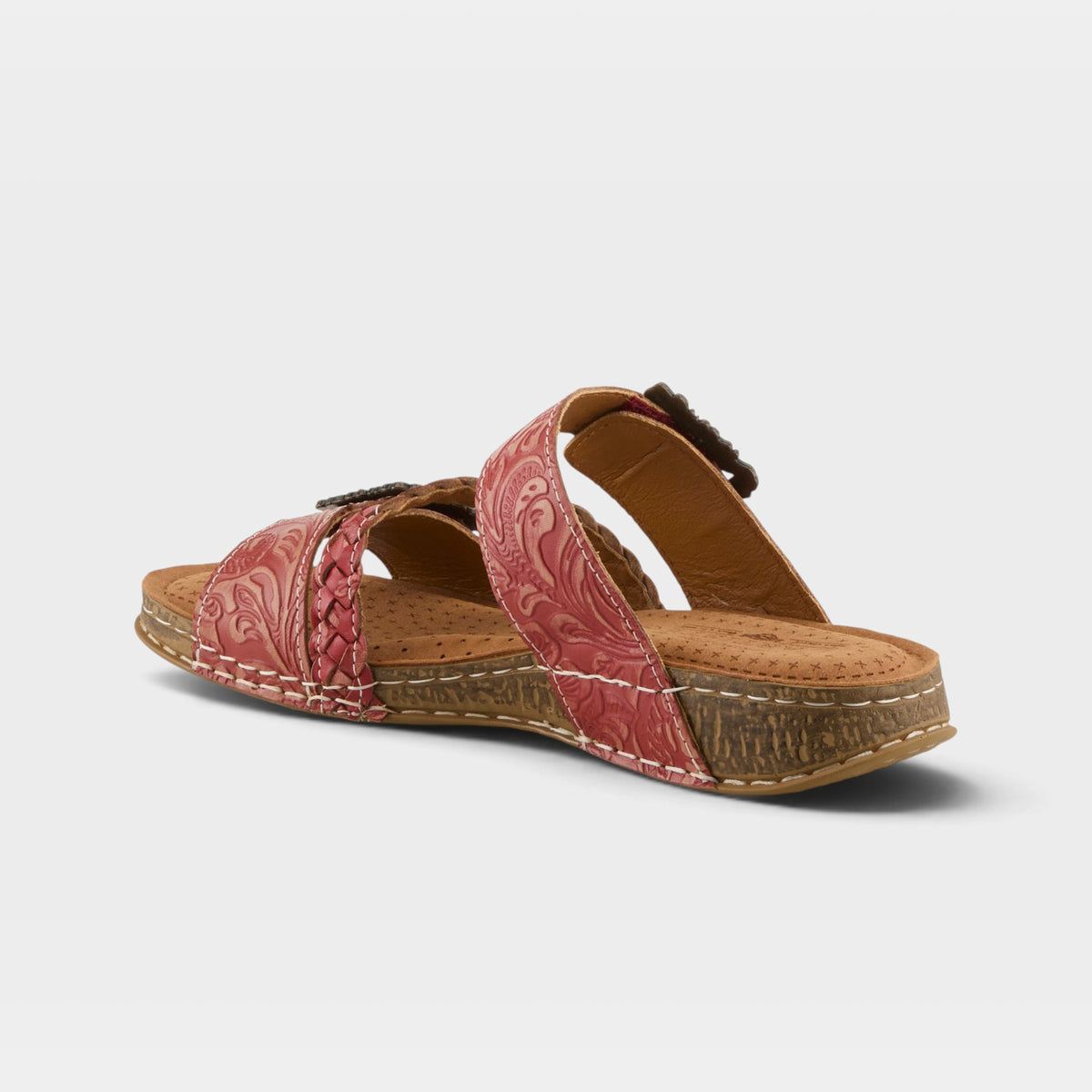 L'Artiste Astra slide sandal in Red, alternate angle view