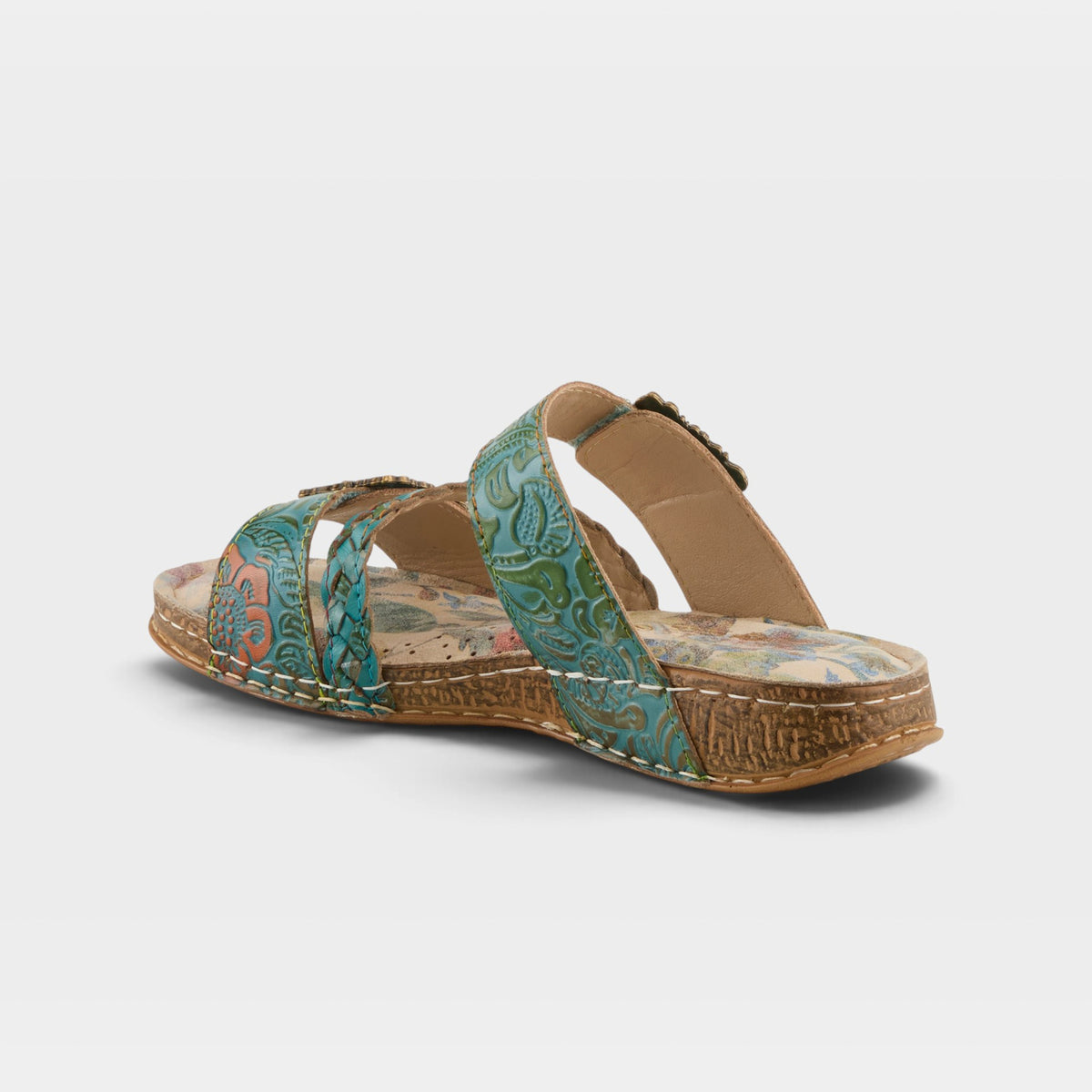 L'Artiste Astra slide sandal in Sky Blue Multi, alternate angle view