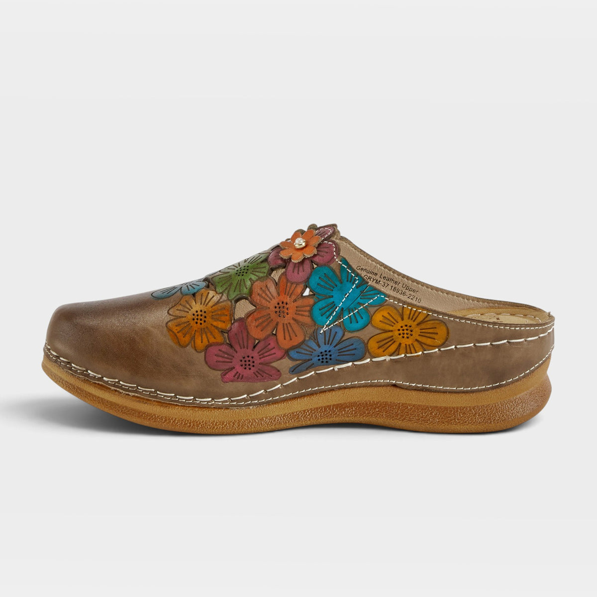 L'Artiste Augi clogs in Grey Multi, side view