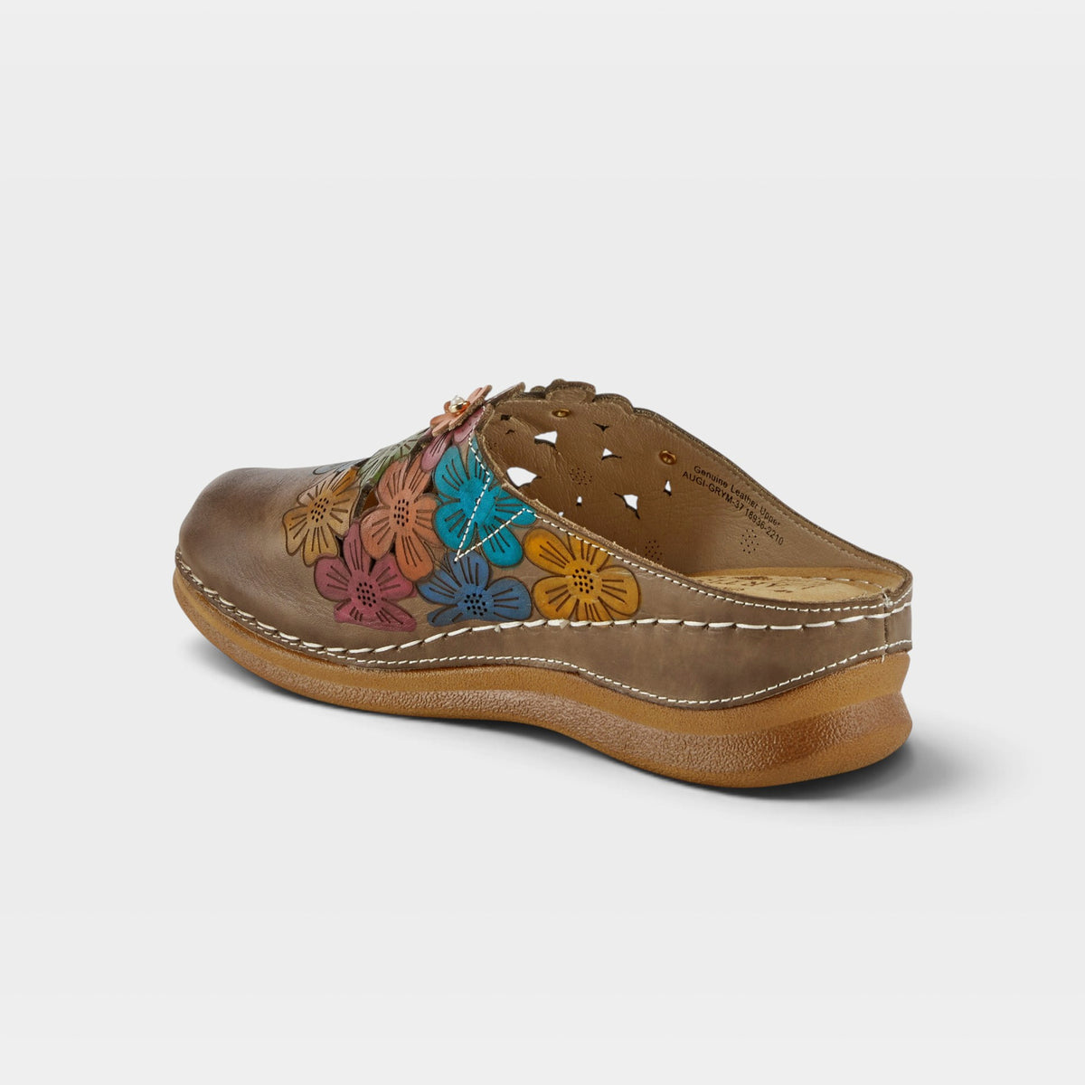 L'Artiste Augi clogs in Grey Multi, alternate angle view