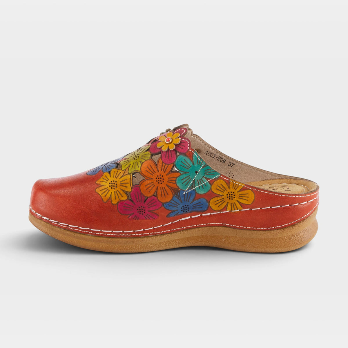 L'Artiste Augi clogs in Red Multi, side view