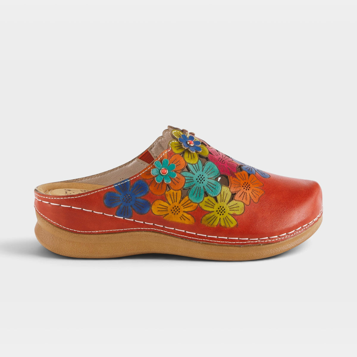 L'Artiste Augi clogs in Red Multi, hero view