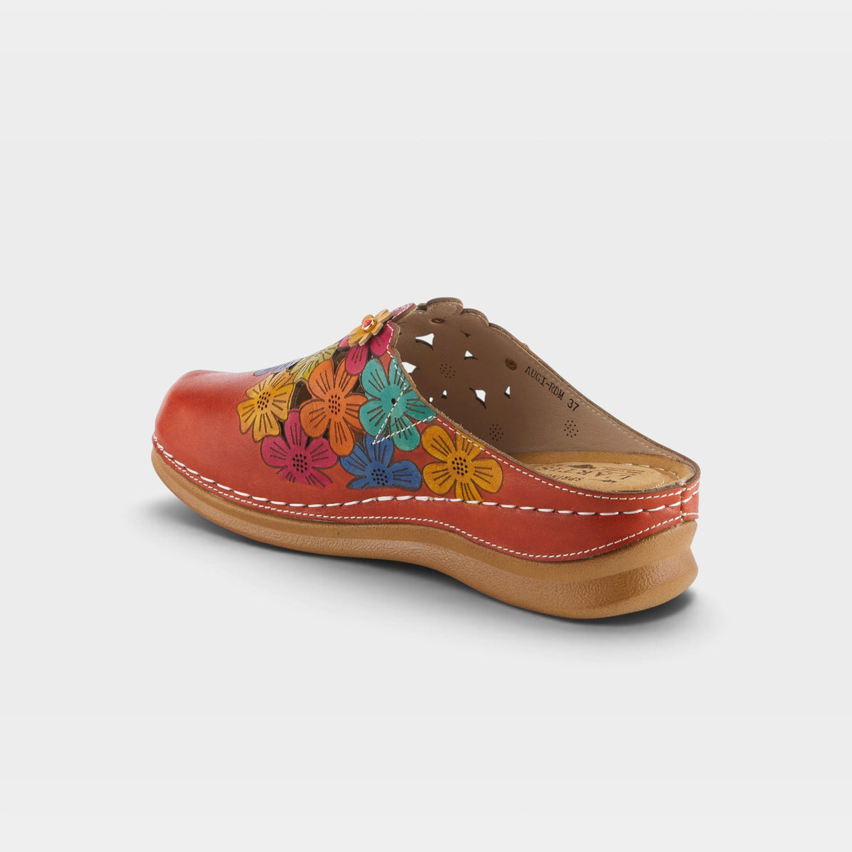 L'Artiste Augi clogs in Red Multi, alternate angle view