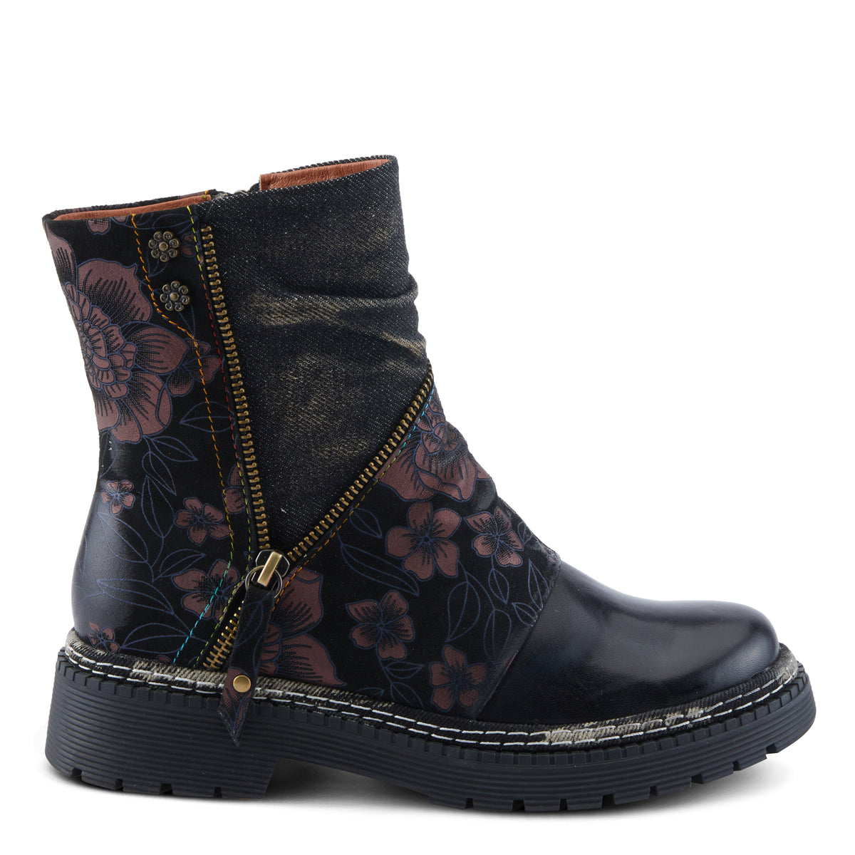 L'Artiste L'ARTISTE AVRILROSE BOOTS boot in black multi with handcrafted leather design