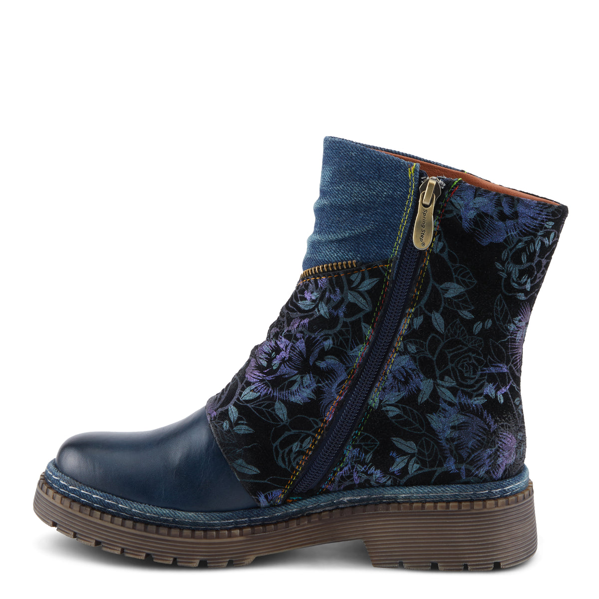 L'Artiste L'ARTISTE AVRILROSE BOOTS boot in navy multi with handcrafted leather design