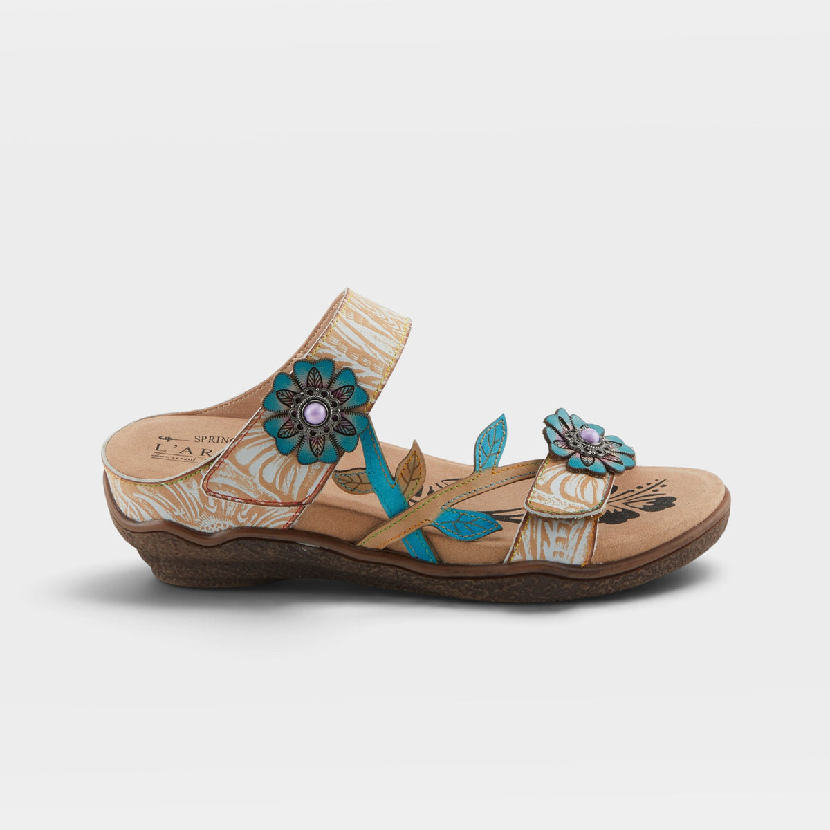 L'Artiste Aymee slide sandals in Beige Multi, hero view
