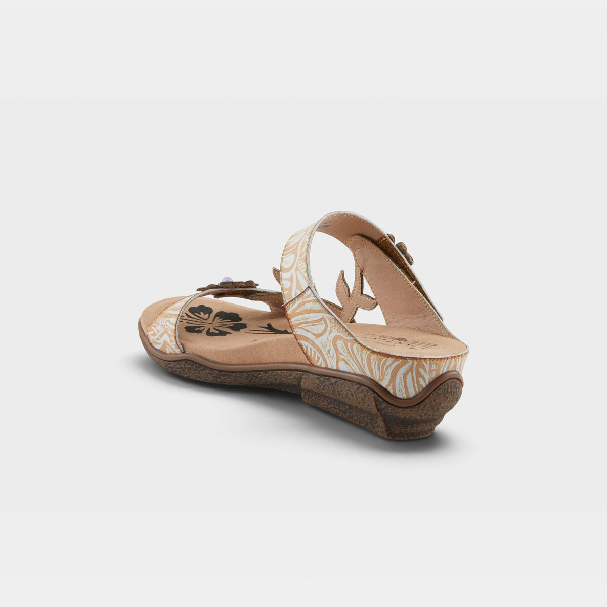 L'Artiste Aymee slide sandals in Beige Multi, alternate angle view