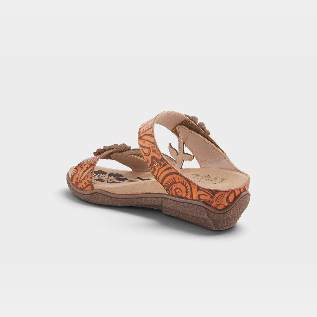 L'Artiste Aymee slide sandals in Mango Multi, alternate angle view