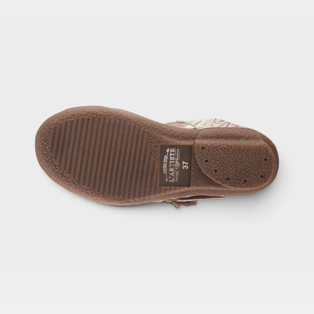 L'Artiste Aymee slide sandals in Sky Multi, outsole view