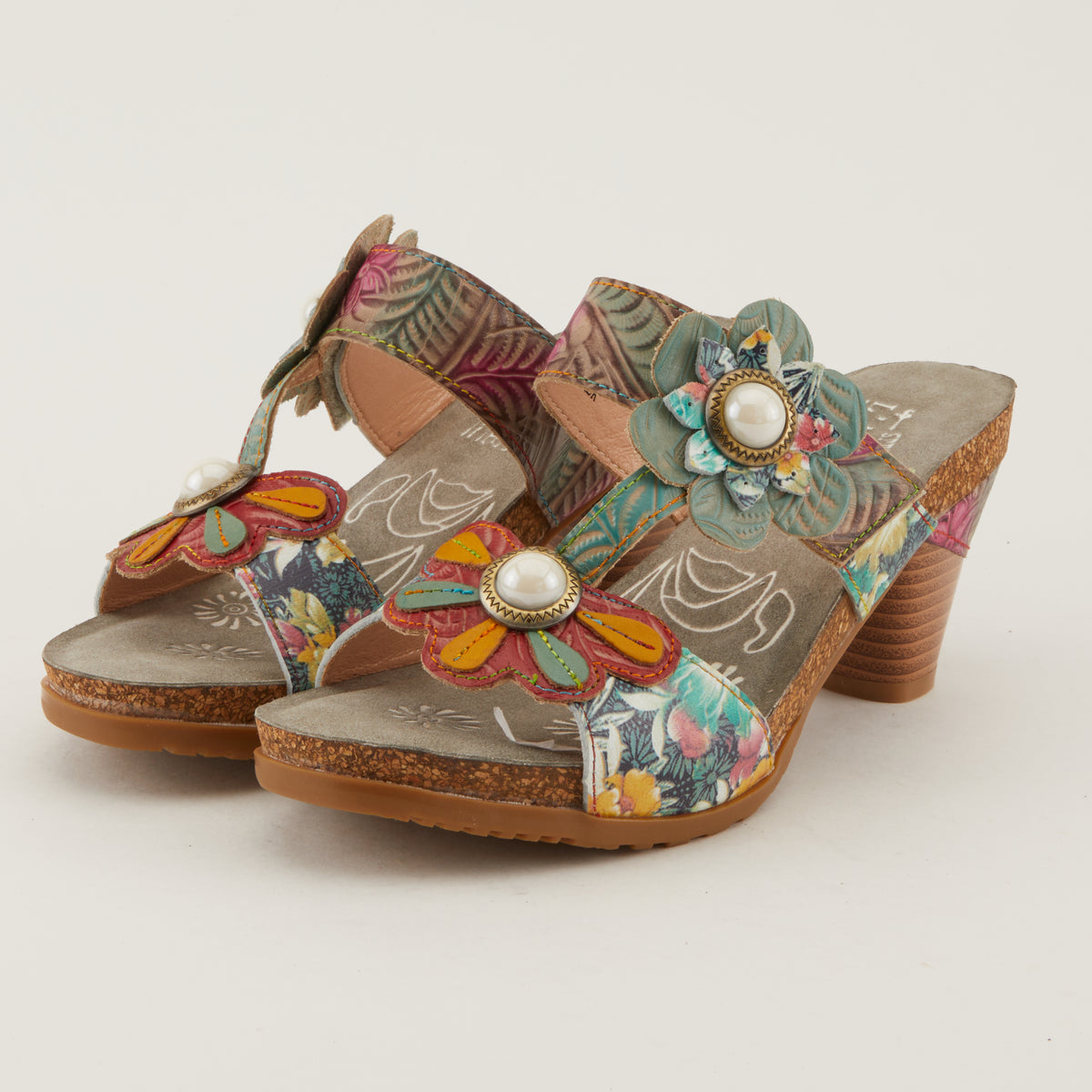 L'Artiste L'ARTISTE BARI PLATFORM SANDALS sandal in grey multi with handcrafted leather design