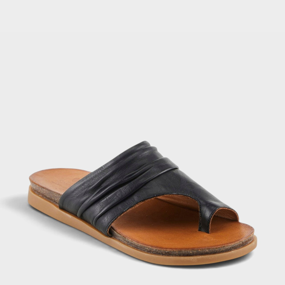 Spring Step Bates Sandals in Black, front view